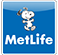 The image features a logo with text that reads  MET LIFE  and an animated character resembling a stylized dog, set against a blue background with a white border, indicating a connection to pet insurance services provided by METLIFE.